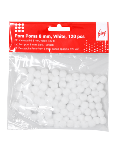 Pom Poms College 8mm, 120 pcs, White