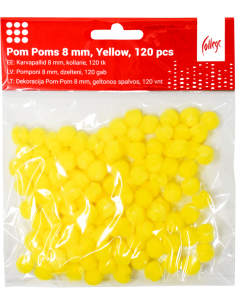 Pom Poms College 8mm, 120 pcs, Yellow