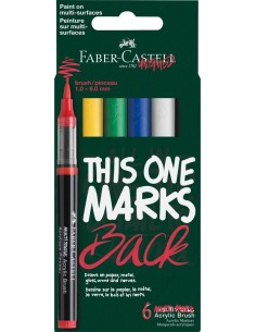 Faber-Castell Multimark Primary Acrylic Brush Markers, 6 Pieces