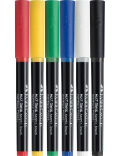 Faber-Castell Multimark Primary Acrylic Brush Markers, 6 Pieces 2