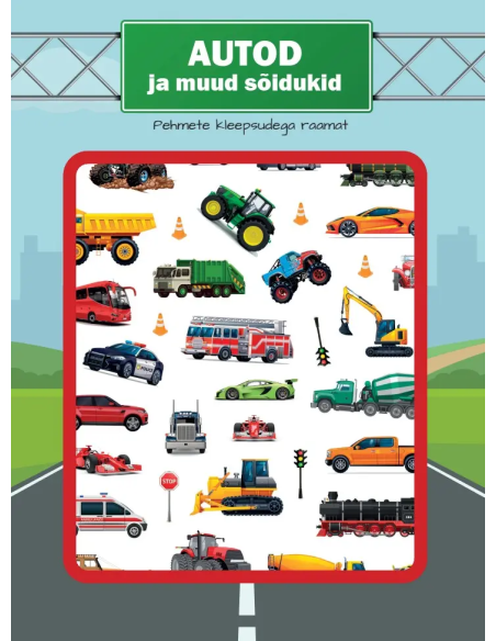 Autod ja muud sõidukid , pehmete kleepsudega raamat