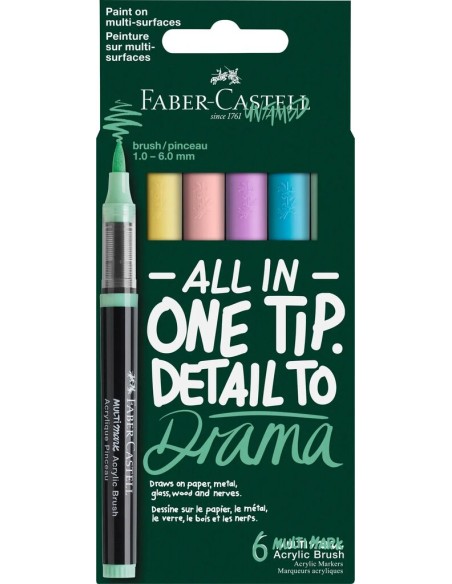 Akrüülmarkerite komplekt Faber-Castell Multimark 6 värvi Pastell