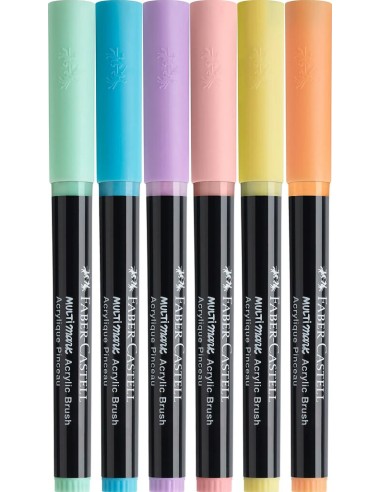 Faber-Castell Multimark Primary Acrylic Brush Markers, 6 Pastel