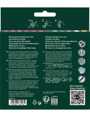 Akrüülmarkerite komplekt Faber-Castell Multimark 12 värvi Dopamin