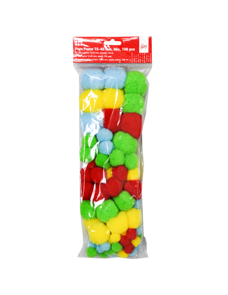 Pom Poms College 15-40mm,100 pcs, Mix