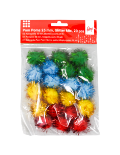 Karvapallid College 25mm 20tk Glitter assortii