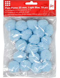 Pom Poms College 25mm, 20 pcs, Light blue