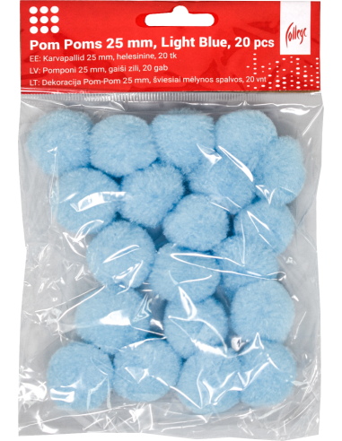 Karvapallid College 25mm 20tk helesinine