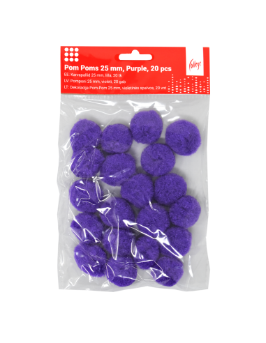 Pom Poms College 25mm, 20 pcs, Purple