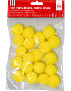 Pom Poms College 25mm, 20 pcs, Yellow