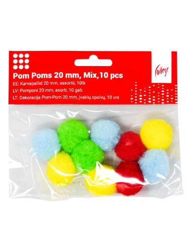 Karvapallid College 20mm 10tk assortii