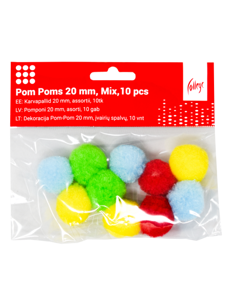 Karvapallid College 20mm 10tk assortii