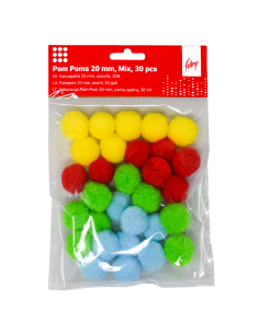 Pom Poms College 20mm, 30 pcs, Mix
