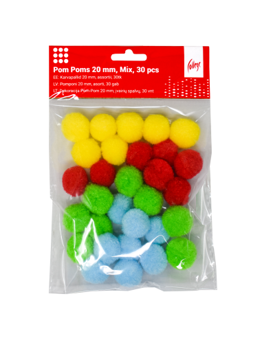 Pom Poms College 20mm, 30 pcs, Mix