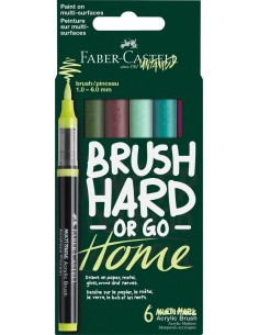 Faber-Castell Multimark Coty Acrylic Brush Markers, 6 Pieces