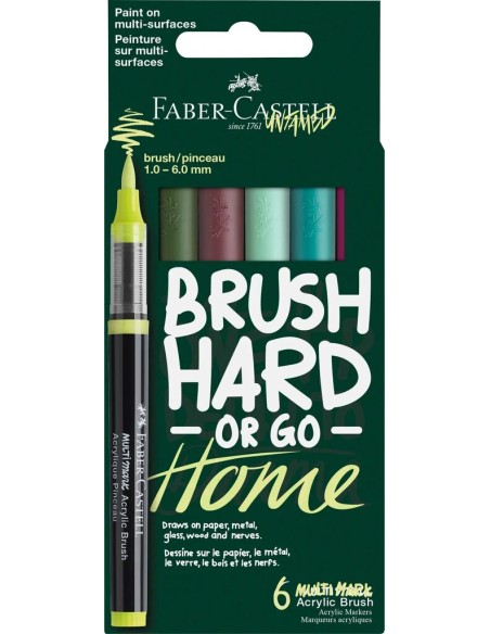 Faber-Castell Multimark Coty Acrylic Brush Markers, 6 Pieces