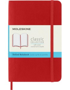 Märkmik Moleskine 9x14cm, täpiline, pehmed kaaned, punane