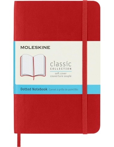 Märkmik Moleskine 9x14cm, täpiline, pehmed kaaned, punane