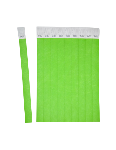 Wristbands Tyvek neon green 265x19mm