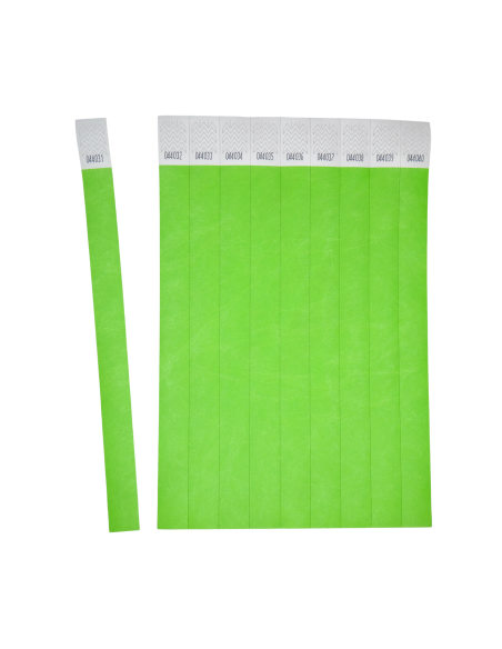 Wristbands Tyvek neon green 265x19mm