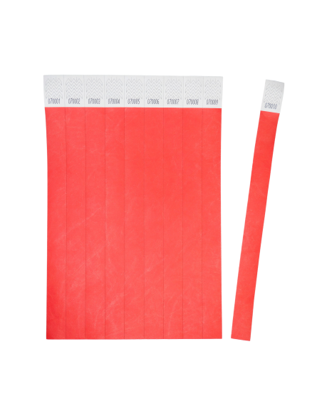 Wristbands Tyvek neon red 265x19mm