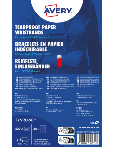 Käepael Tyvek neoonpunane 265x19mm