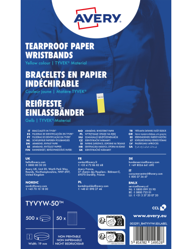 Käepael Tyvek neoonkollane 265x19mm