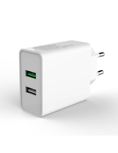 USB Charger Colorway 2USB (QC3.0 + 2.4A AUTO ID) (30W) white