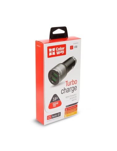 CAR Charger Colorway 2USB AUTO ID 3.6A (18W) black