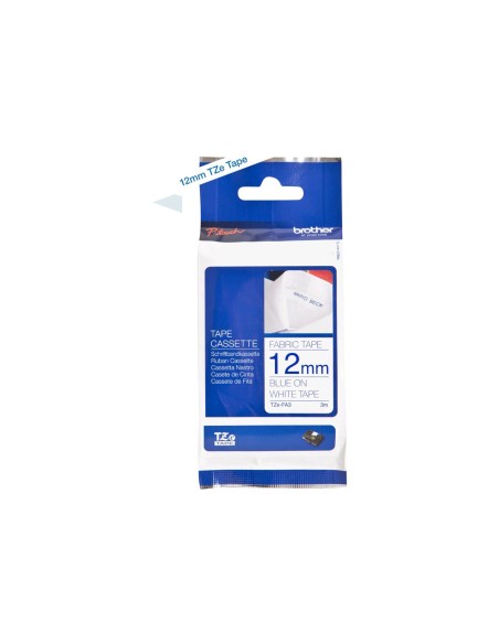 BROTHER TZEFA3 Textilband 12mm 3m white blue not laminiert
