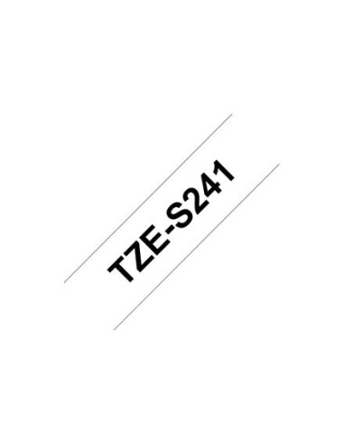 Kleepkirjalint Brother TZe-S241 18mm x 8m must kiri valgel tugeva liimiga (P)