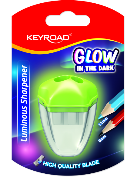 KEYROAD Luminious collection 1pc 2-hole sharpener/blister card, luminious material