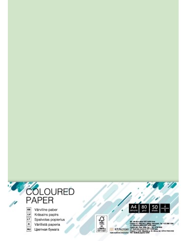 Colored paper College A4/50 sheets, Green GN27, 80g/m2
