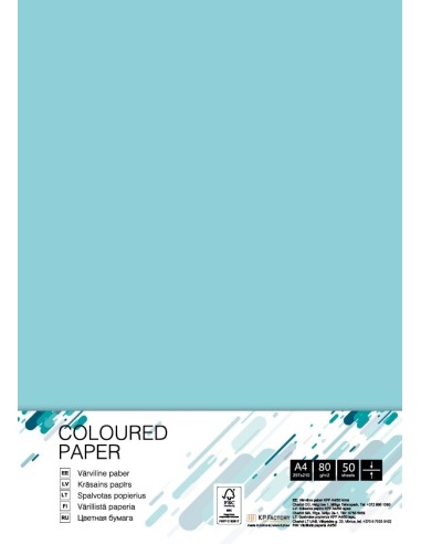 Colored paper College A4/50 sheets, Medium Blue MB30, 80g/m2
