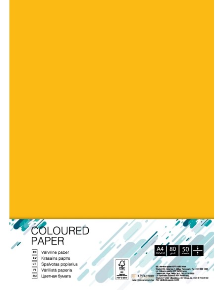 Colored paper College A4/50 sheets, Sun Yellow SY40, 80g/m2