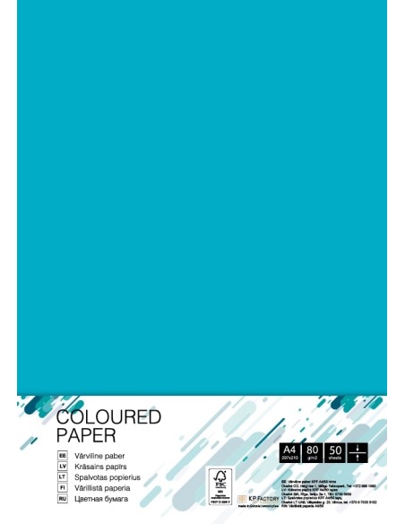 Colored paper College A4/50 sheets, Aqua Blue AB48, 80g/m2