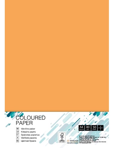 Colored paper College A4/50 sheets, Neon Orange, 80g/m2