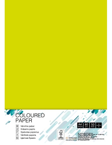 Colored paper College A4/50 sheets, Neon Yellow, 80g/m2