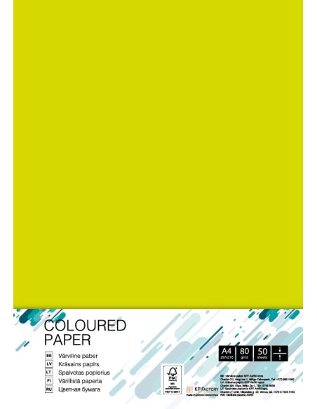 Colored paper College A4/50 sheets, Neon Yellow, 80g/m2