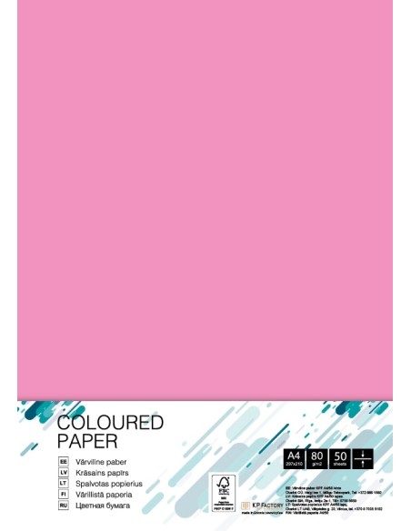 Colored paper College A4/50 sheets, Neon Pink, 80g/m2