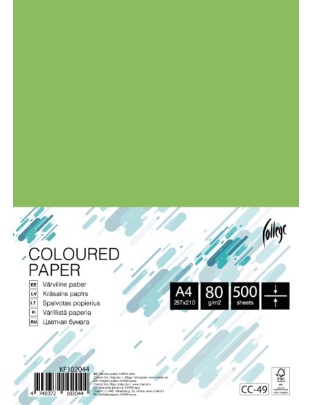 Colored paper College A4/500 sheets, grass green, 80g/m2