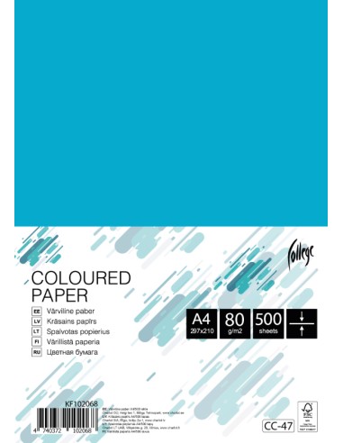 Koopiapaber College A4/80g/500L, järve sinine