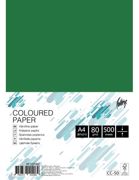 Colored paper College A4/500 sheets, green, 80g/m2