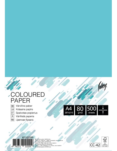 Koopiapaber College A4/80g/500L, helesinine