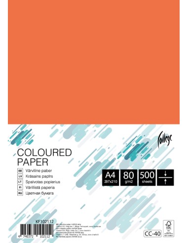 Koopiapaber College A4/80g/500L,  oranz