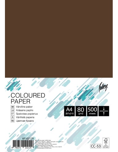 Colored paper College A4/500 sheets, coffee, 80g/m2