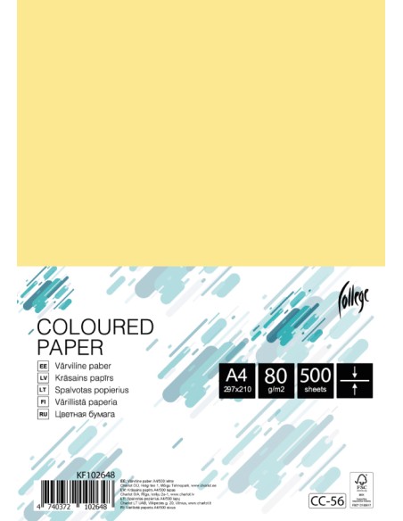 Koopiapaber College A4/80g/500L, helekollane