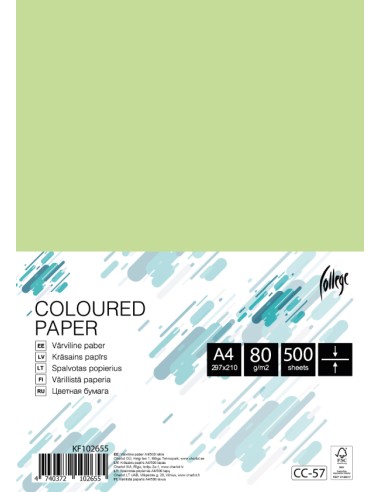 Colored paper College A4/500 sheets, light green, 80g/m2