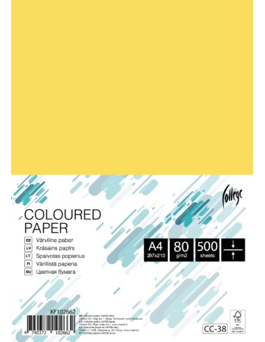 Colored paper College A4/500 sheets, goose yellow, 80g/m2