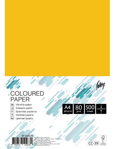 Colored paper College A4/500 sheets, yellow, 80g/m2